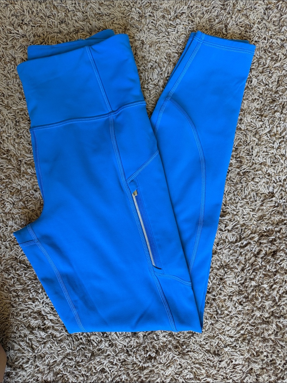 Bright Blue Athleta Rainier Leggings with Zipper Pocket